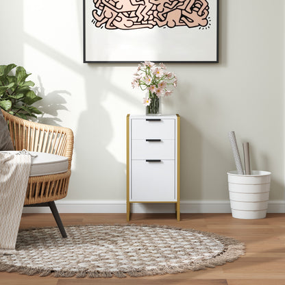 Loyo Metal And Wood White 3 Drawer Industrial Storage Chest