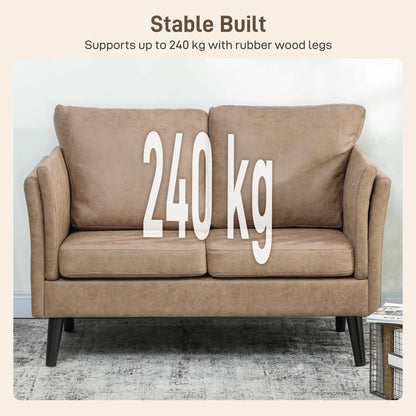 Vaha Light Brown Faux Leather 2 Seater Sofa