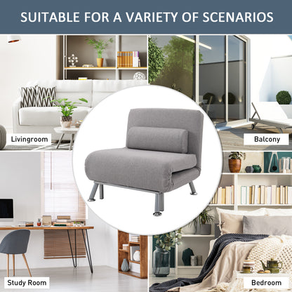 Kano Fabric Grey Adjustable Back Futon Style Sofa Chair