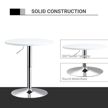 Rocolo Metal And Wooden White Adjustable H8 Round Bar Table With Swivel Top