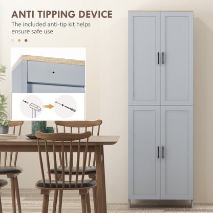 Keketa 171cm Wooden Grey 4 Door Modern Kitchen Pantry Cabinet