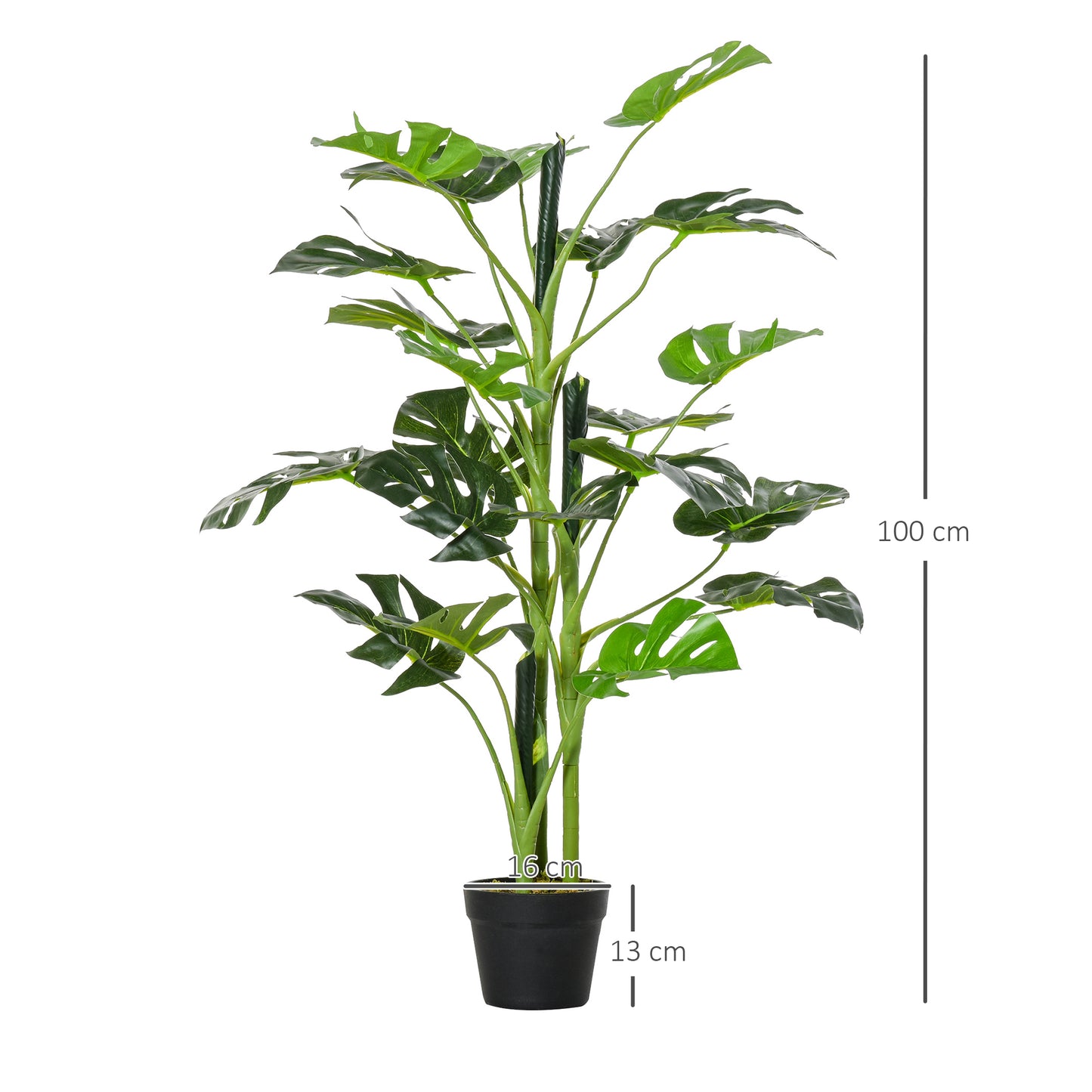 Nalale Lumo Set Of 2 Artificial Monstera Style Trees With Cheese Leaf Design And Pots