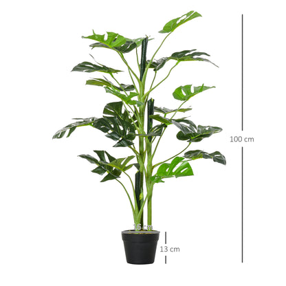 Nalale Lumo Set Of 2 Artificial Monstera Style Trees With Cheese Leaf Design And Pots