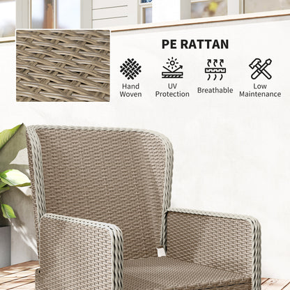 Nonomo Nofa Rattan Natural and White Reclining Outdoor Garden Bistro Set With Cushions