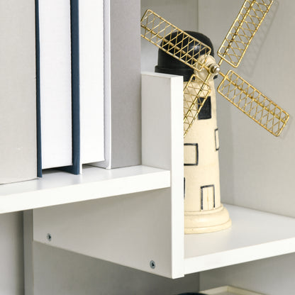Linoma Wood White 6 Tier Modern Bookcase With 11 OFauxn Shelves