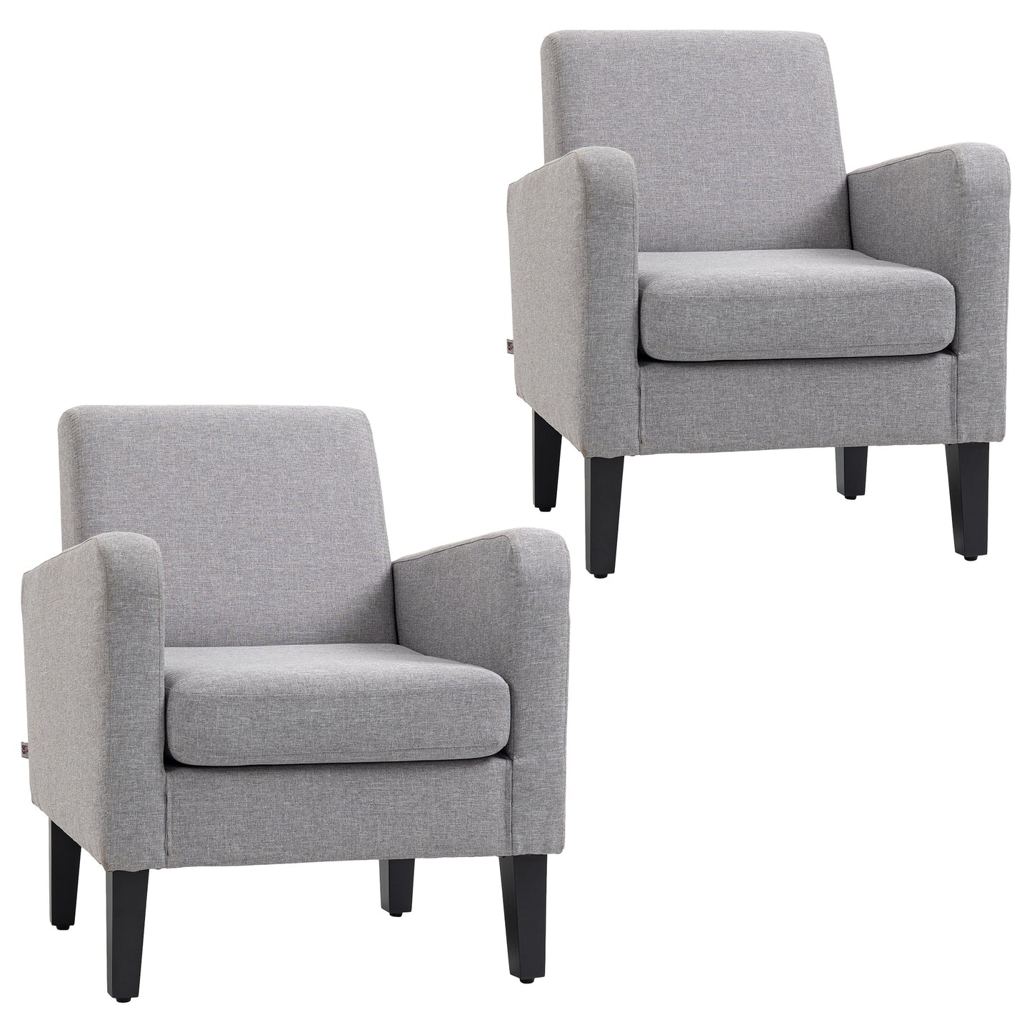 Nimi Set Of 2 Light Grey Modern Accent Chairs With Black Legs
