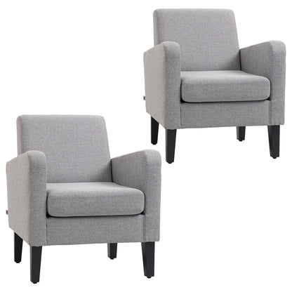Nimi Set Of 2 Light Grey Modern Accent Chairs With Black Legs