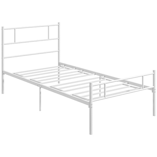 Bamika Keba Single Metal Bed Frame With Headboard Footboard Strong Slat Base And 31cm Underbed Clearance