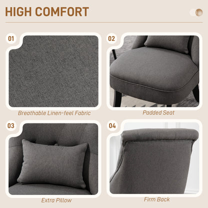 Fapa Grey Fabric Tub Accent Chair With Cushion And Solid Wood Legs