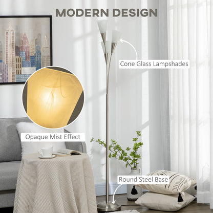 Karo Metal Silver 3 Bulb Light Floor Lamp With Steel Base