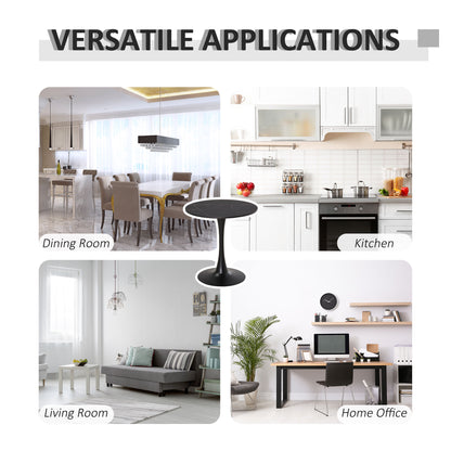 Dira Lina Metal And Wooden Black Round Bistro Dining Table