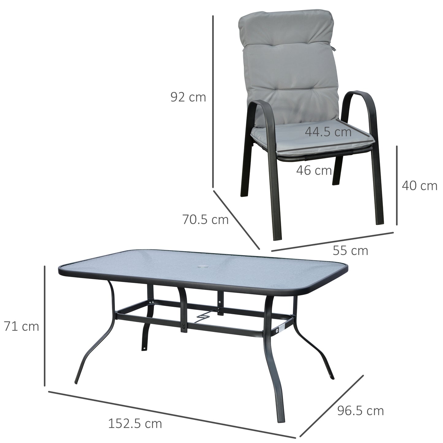 Luraha Light Grey 6 Seater Garden Dining Set With Cushions