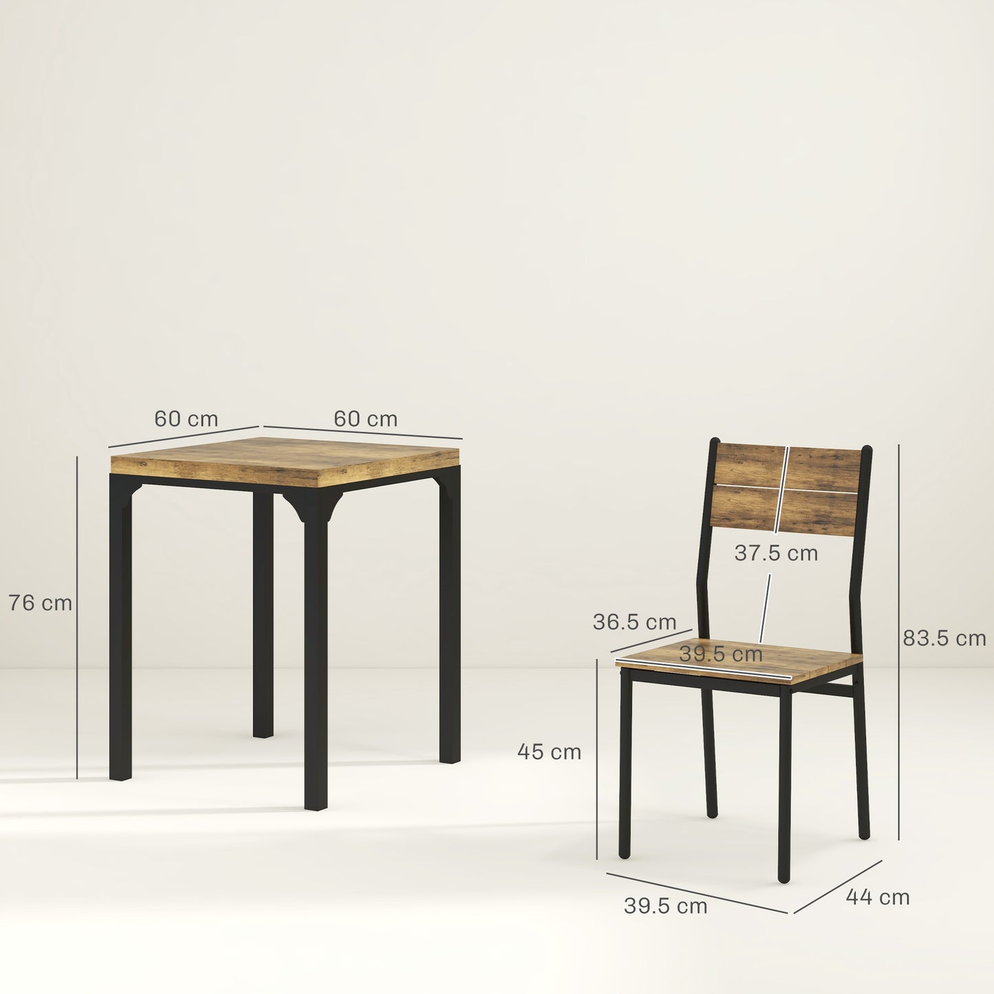 Lulila Wooden Rustic Brown 3 Piece Minimal Dining Table And Chair Set