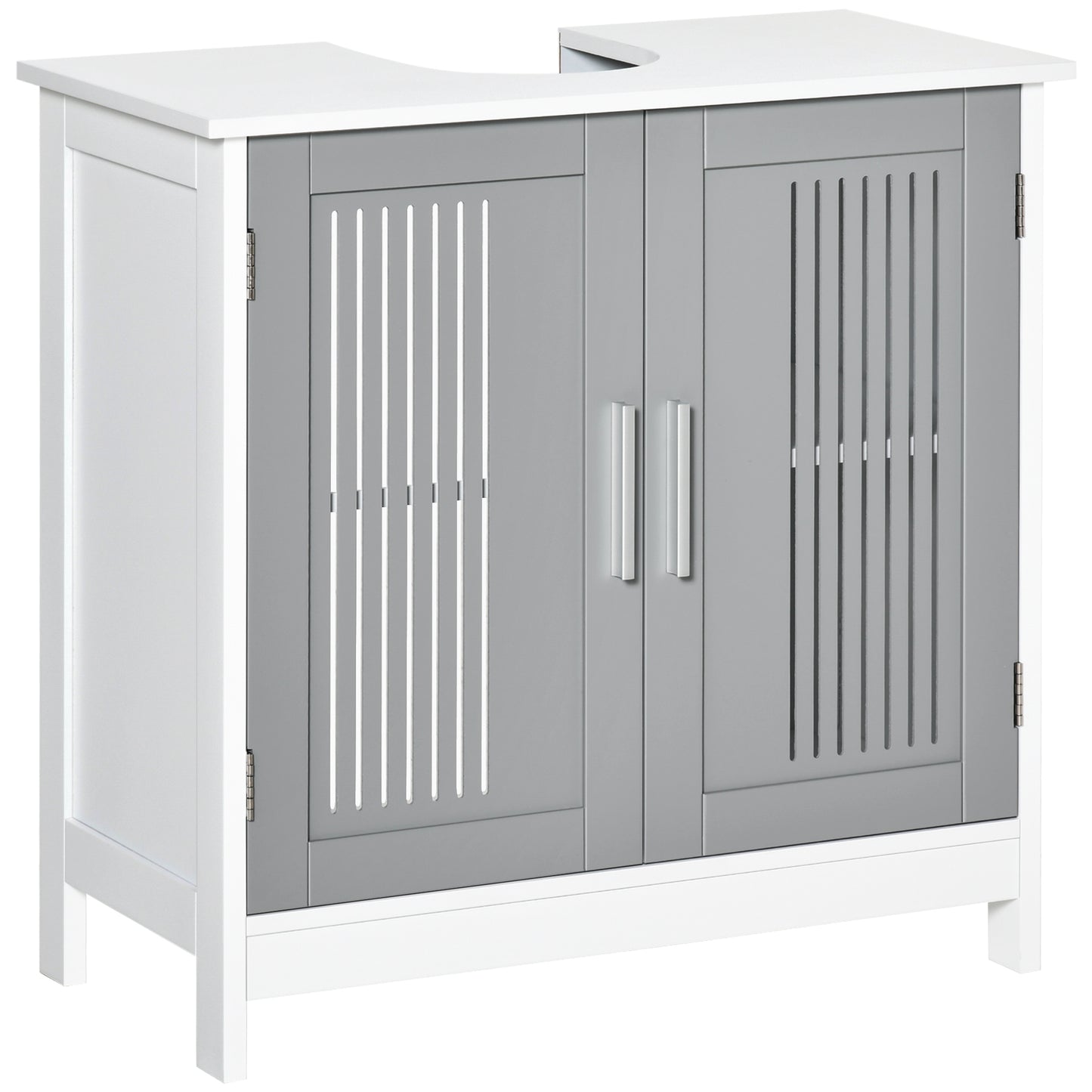 Nelike Grey Under Sink Vanity Unit With Double Doors And Adjustable Shelving Modern Design