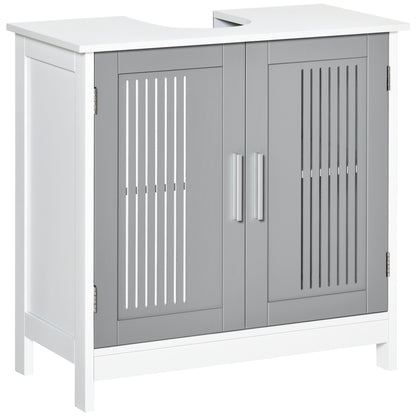 Nelike Grey Under Sink Vanity Unit With Double Doors And Adjustable Shelving Modern Design