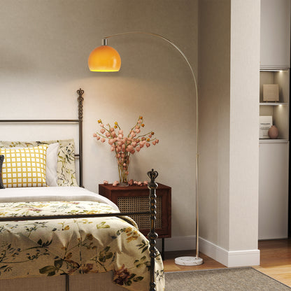 Filu Metal Orange Modern Floor Lamp With Shade And Foot Switch