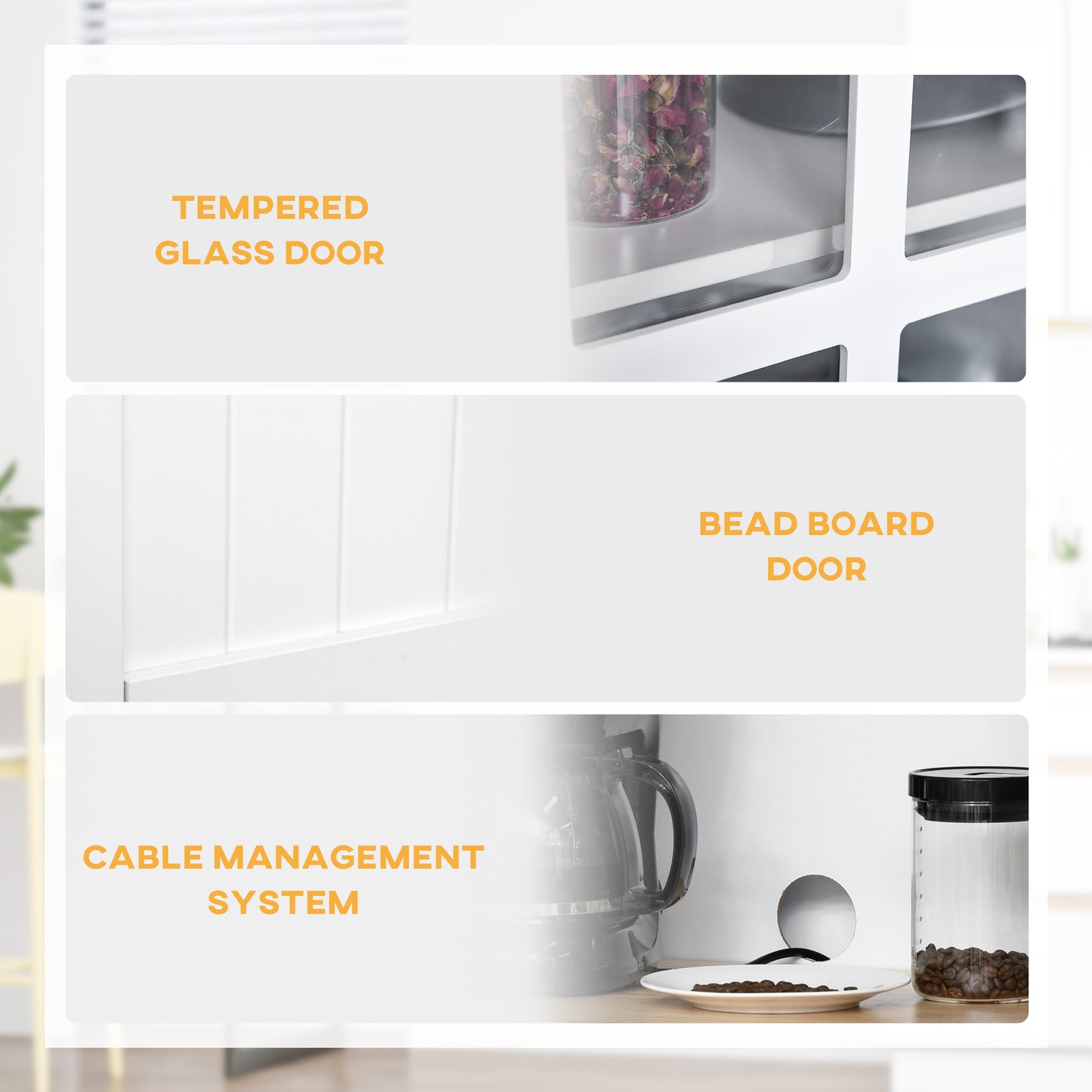 Fidipa Wooden White Kitchen Storage Cupboard With Glass Doors And Microwave Shelf 172 cm