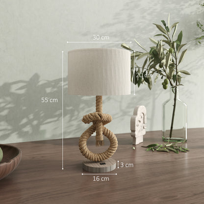 Releta Metal And Fabric Nautical LED Table Lamp With USB Charging Port
