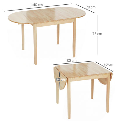 Fico Solid Wood Natural Drop Leaf Dining Table Seating 4 To 6