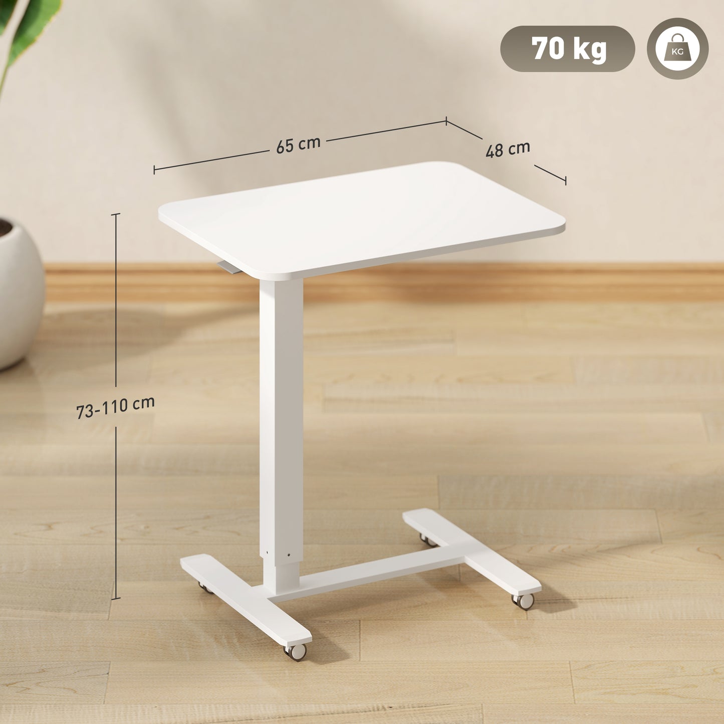Nelone White Laptop Stand Adjustable Standing Desk On Wheels