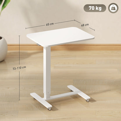 Nelone White Laptop Stand Adjustable Standing Desk On Wheels