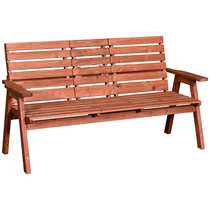 Marutta Fir Wood Natural Convertible Garden Bench Expanding From 2 To 3 Seats