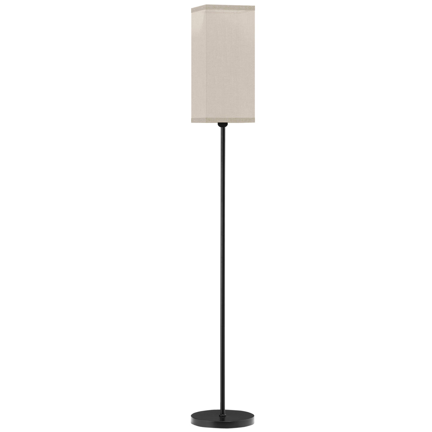 Sekafi Metal And Fabric Black Minimalist Floor Lamp With Linen Shade And Foot Switch