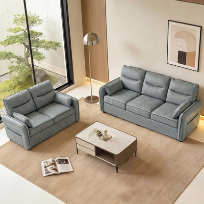Pamazi Grey Faux Leather 2 Seater Sofa
