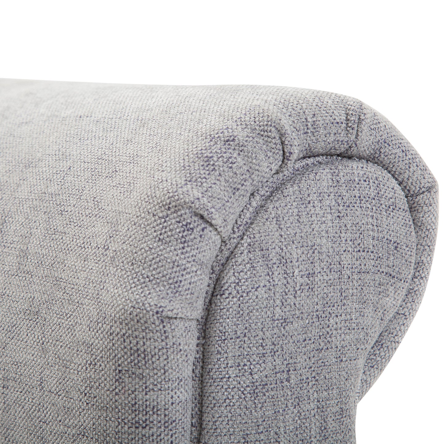 Bapazi Fabric Grey Upholstered Bed End Bench With Arm And Wooden Legs