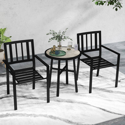 Nalane 3 Piece Patio Bistro Set with Stackable Chairs and Round Table