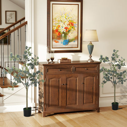 Sulu Set Of 2 Artificial Eucalyptus Style Trees With Silver Dollar Leaf Detail In Pots