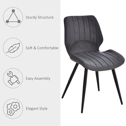 Vielco Faux Leather Grey Upholstered Dining Chairs Set Of 2 With Steel Frame