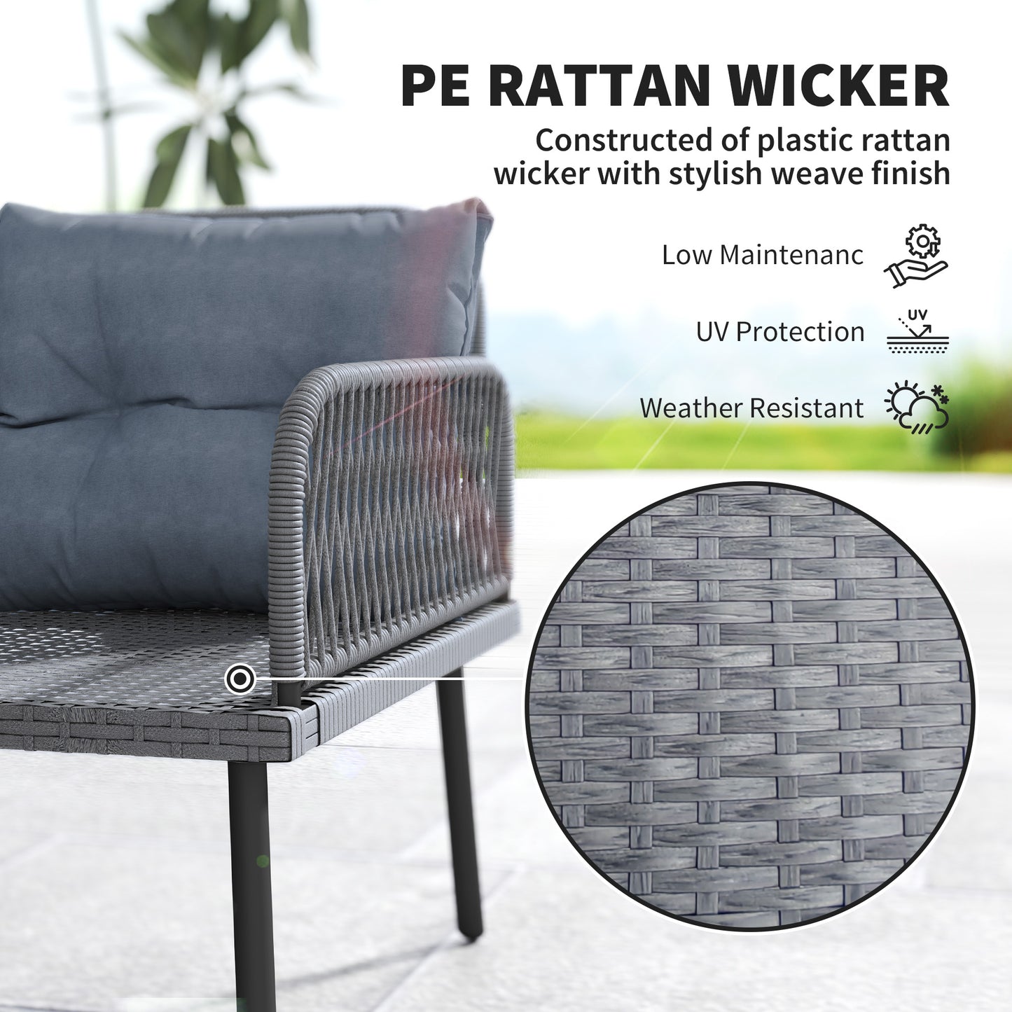 Relu Rattan Grey 8 Seater Outdoor Corner Sofa Set With Glass Top Table
