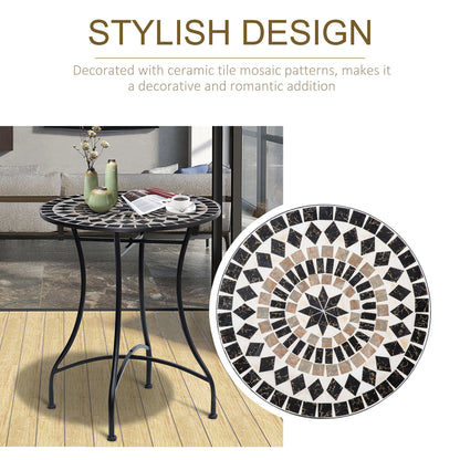 Pamone Metal Black Round Mosaic Outdoor Patio Bistro Table