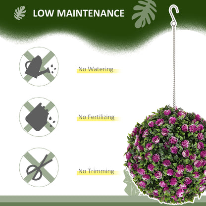 Liso Set Of 2 Artificial UV Resistant Rose Style Topiary Balls H8 28cm