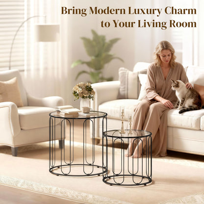 Roro Metal Black Set Of 2 Elliptical Cut Out Nesting Tables
