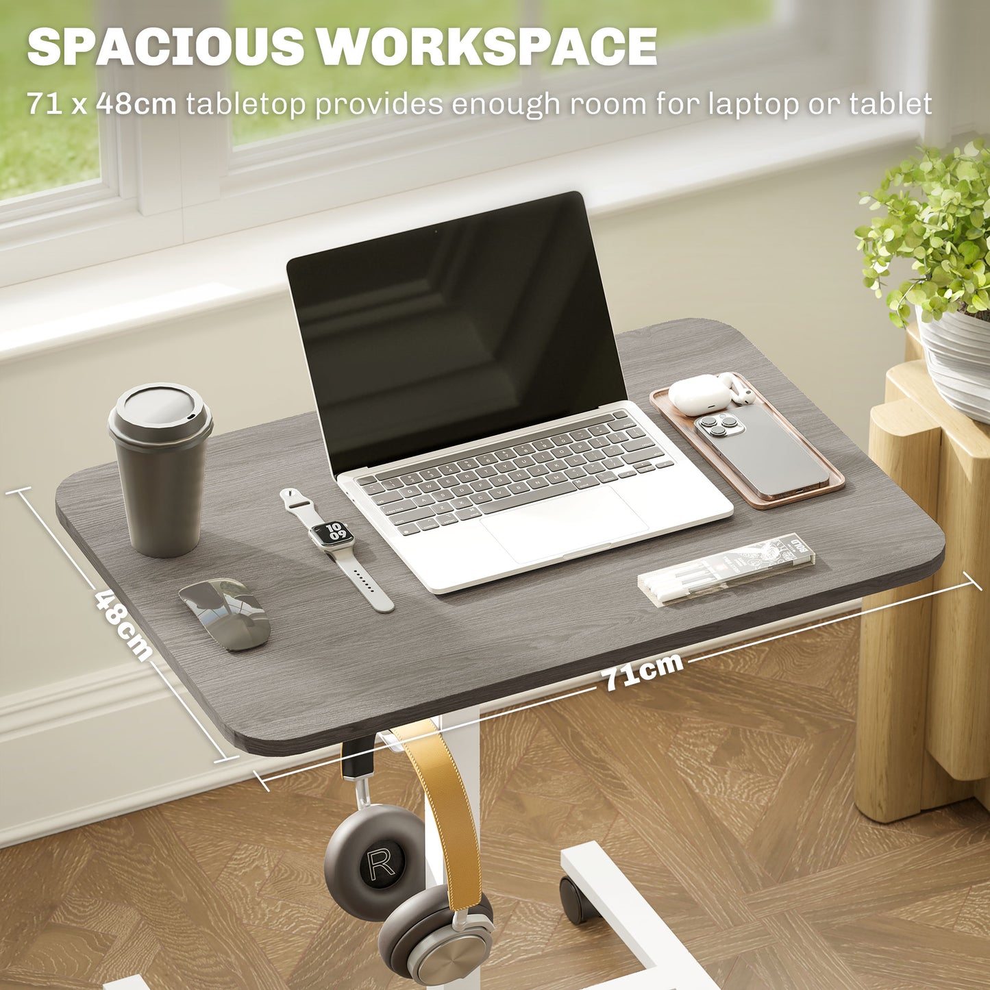 Torael White And Grey Adjustable Laptop Stand Desk