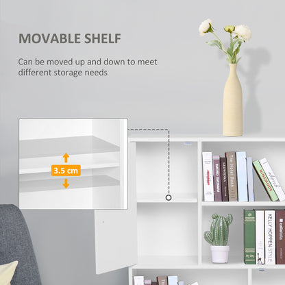 Nefi Wood White Freestanding Bookcase Sideboard With Adjustable Shelves And 2 Doors