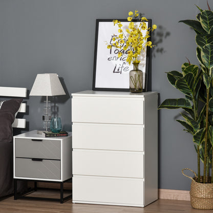 Hama Wooden White 4 Drawer Chest Of Drawers For Bedroom Storage