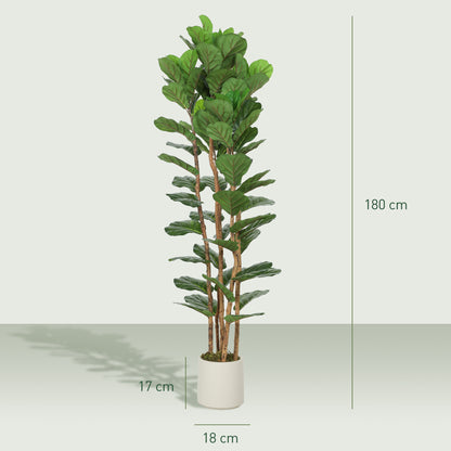 Racori Artificial Fiddle Leaf Fig Style Tree With Full Canopy 180cm Green