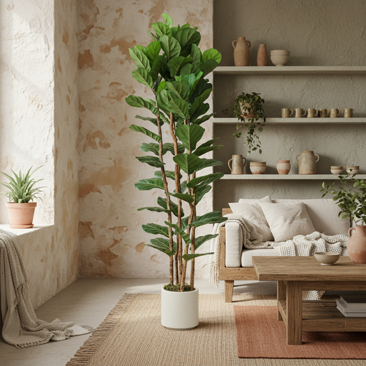 Racori Artificial Fiddle Leaf Fig Style Tree With Full Canopy 180cm Green