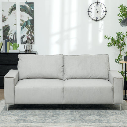 Pael Corduroy Light Grey 3 Seater Sofa Silver Metal Legs
