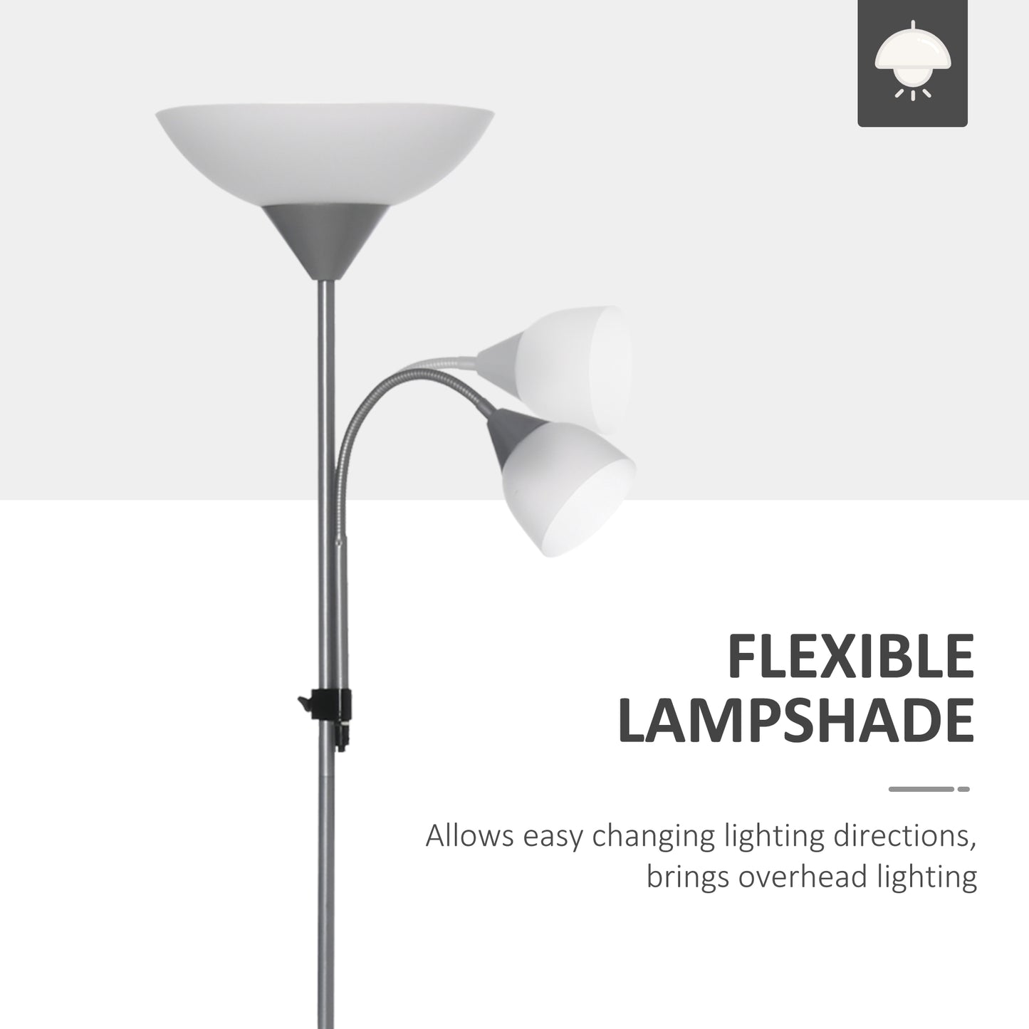 Vina Metal Silver LED Floor Lamp 180 cm With Mother And Child Uplighter