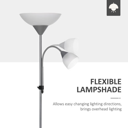 Vina Metal Silver LED Floor Lamp 180 cm With Mother And Child Uplighter