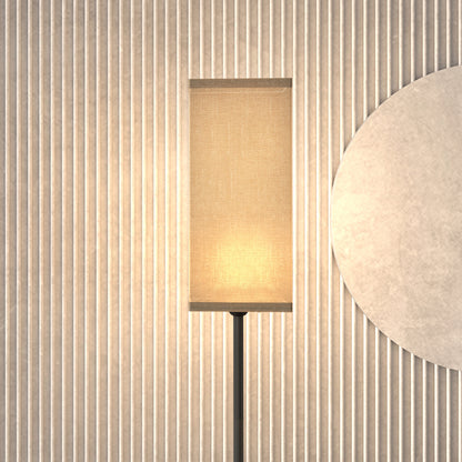 Sekafi Metal And Fabric Black Minimalist Floor Lamp With Linen Shade And Foot Switch