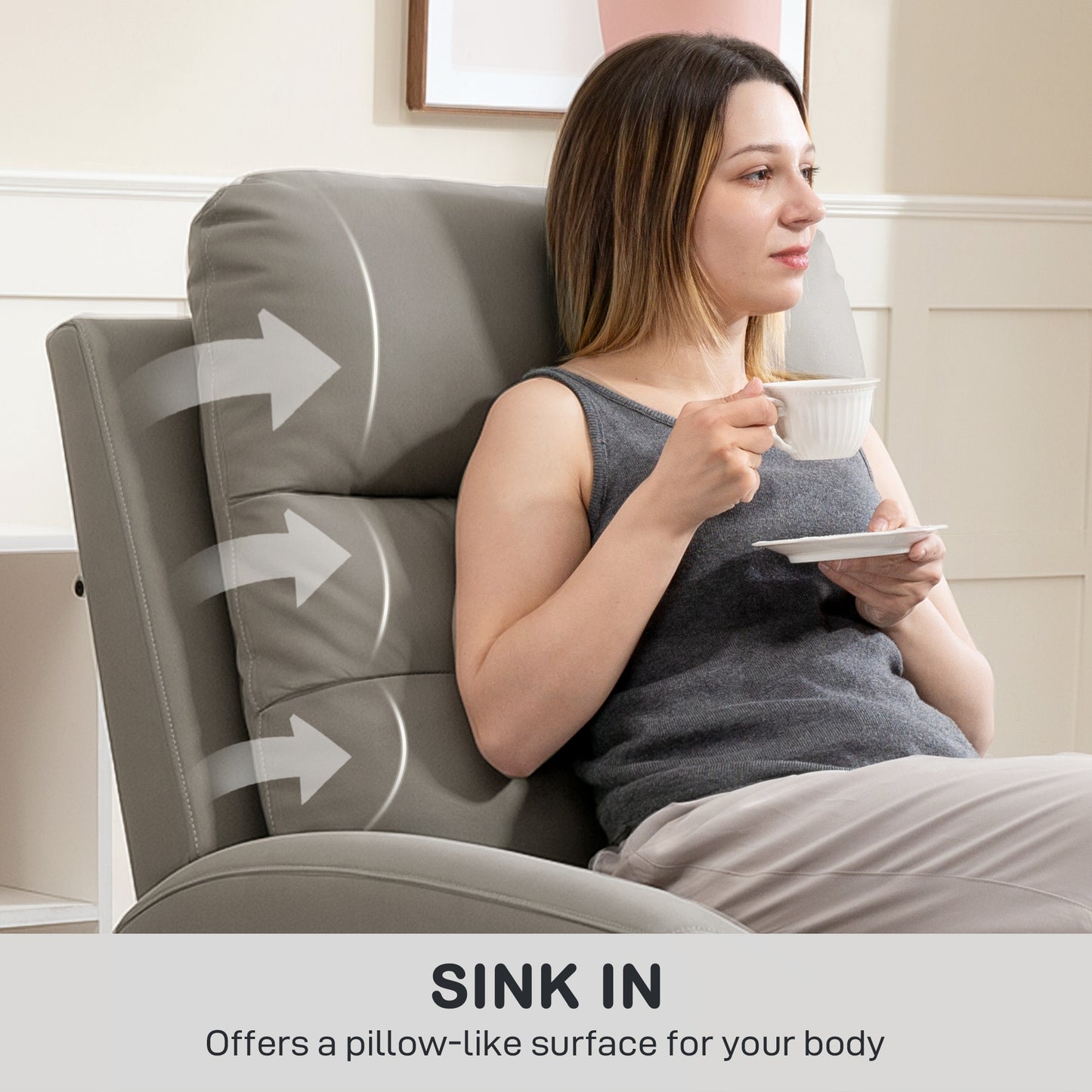 Flint Microfibre Grey Manual Recliner Armchair With Adjustable Leg Rest