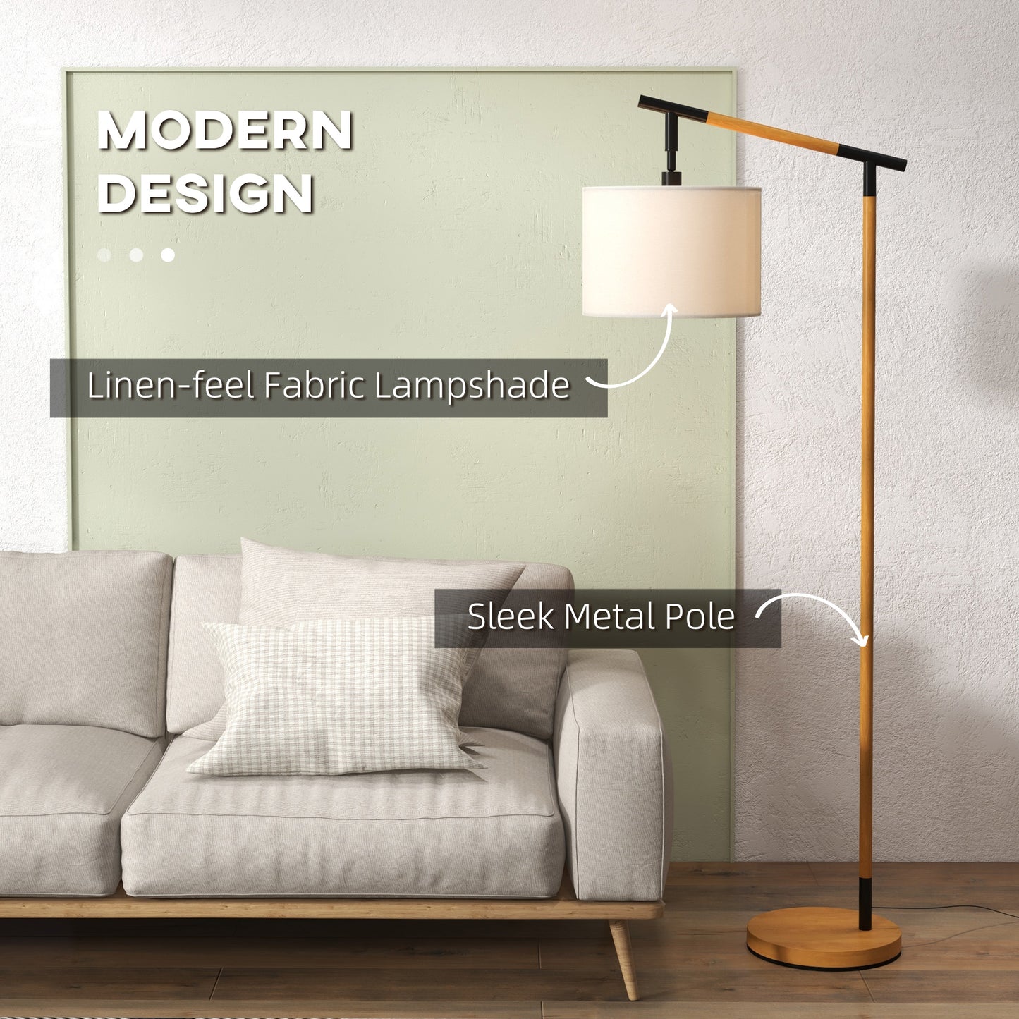 Liloel Metal Brown Adjustable Floor Lamp With 350 Degree Rotating Shade And LED Bulb