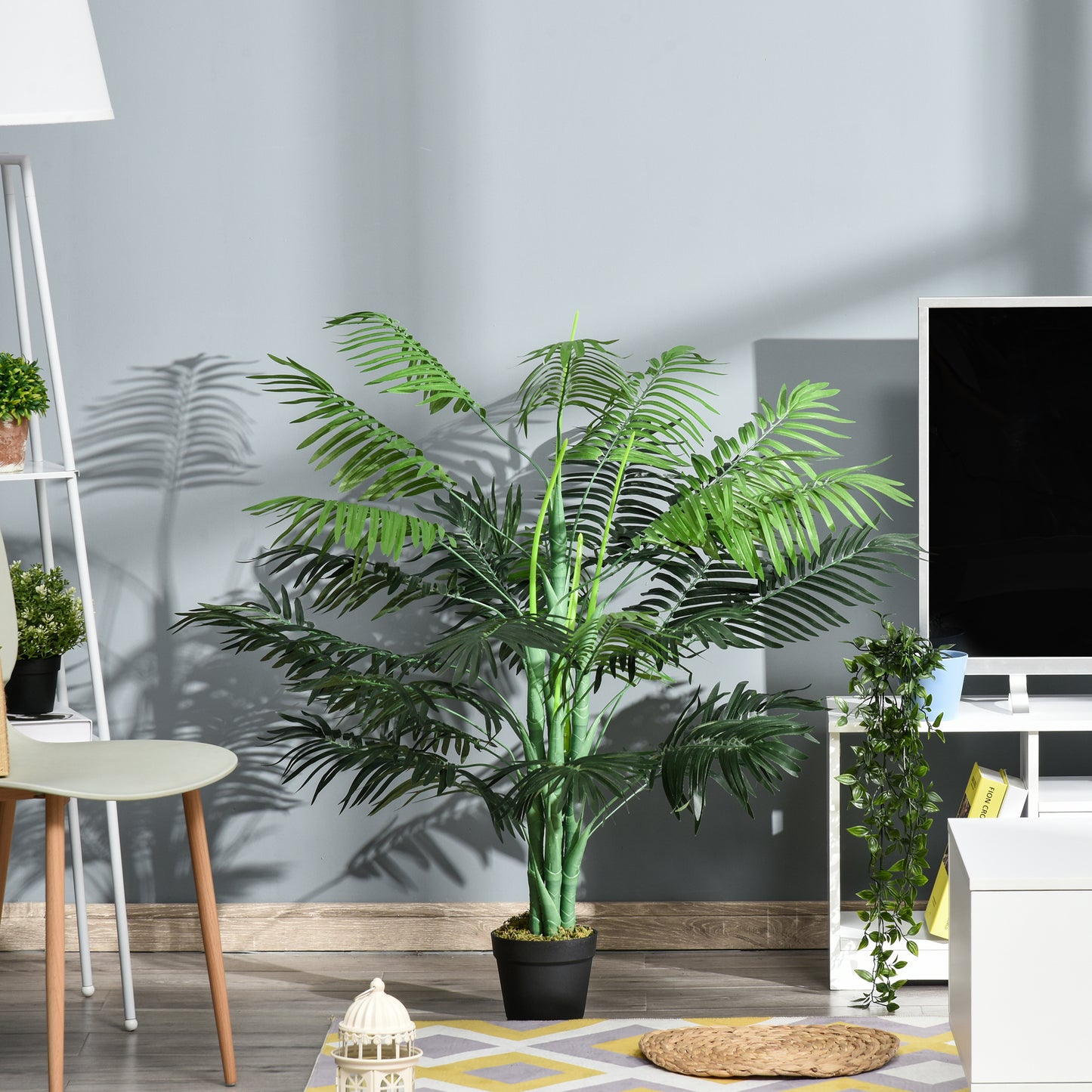 Vavi Artificial Green Palm Style Tree In Nursery Pot For Home And Office Styling