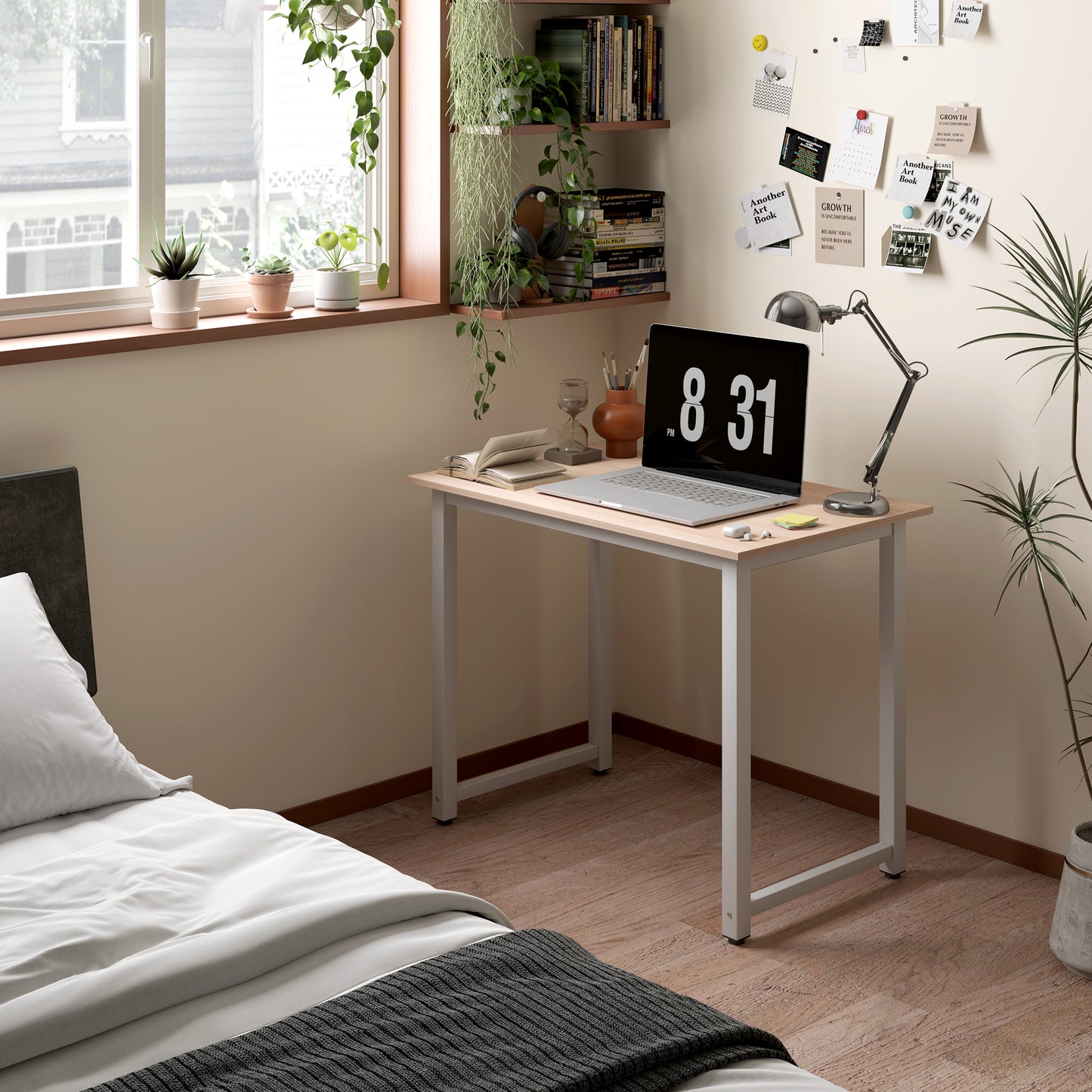 Raha 100cm White Metal Frame Writing Desk