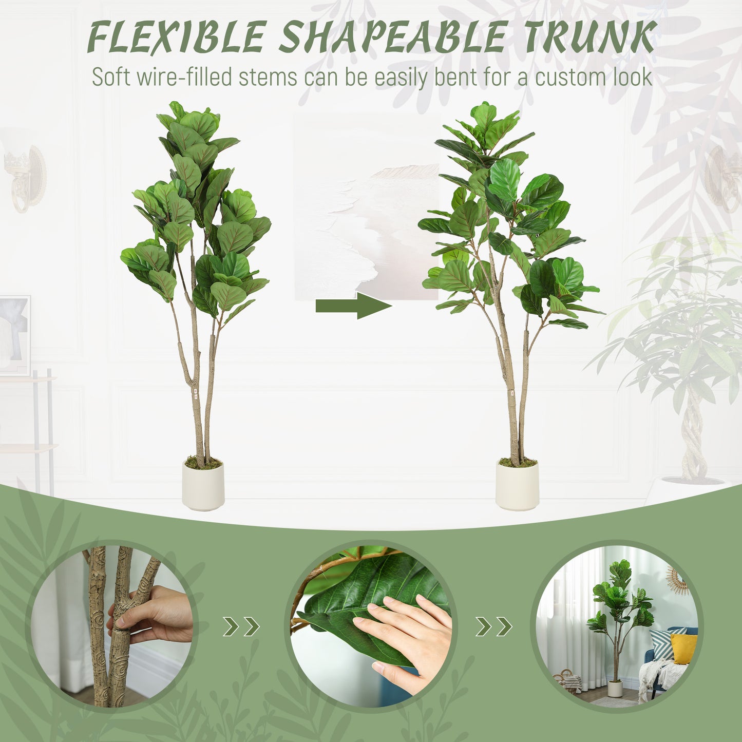 Laha Artificial Ficus Style Indoor Tree In Green 150cm